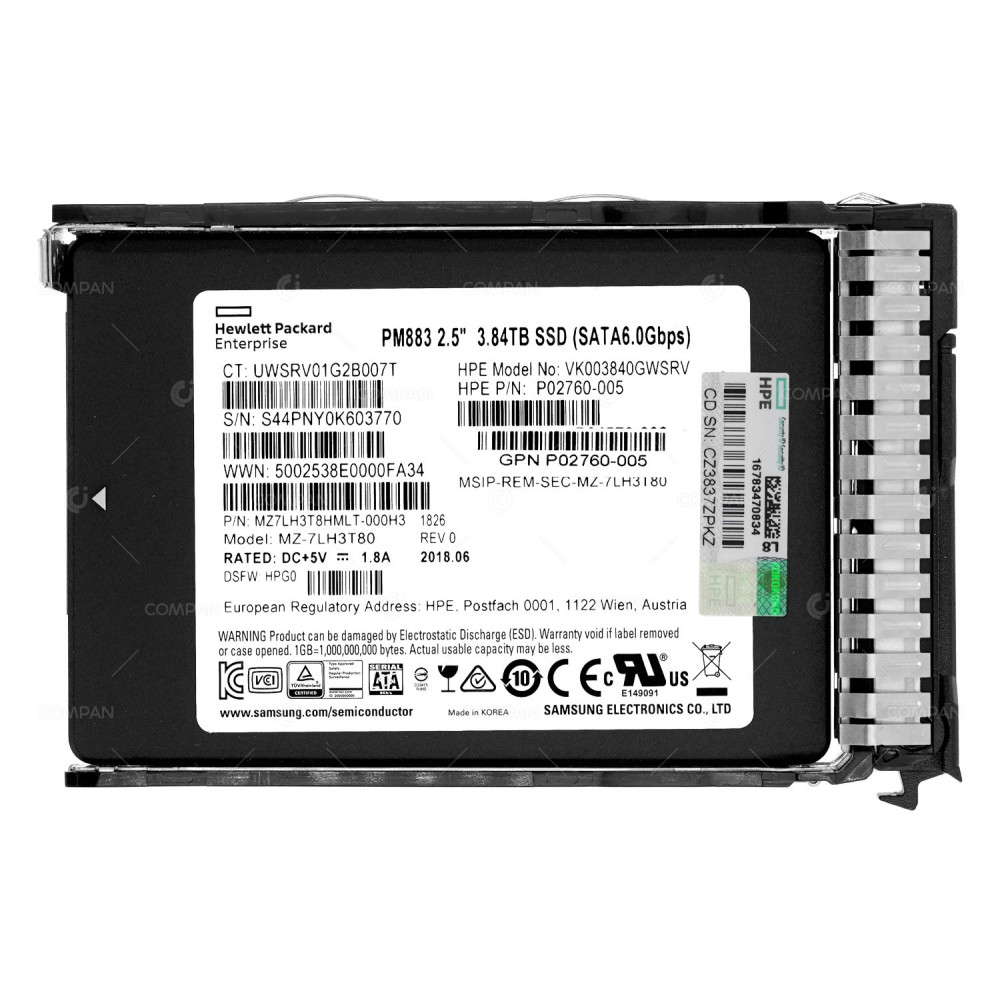 P05323-001 HP SSD 3.84TB SATA 6G 2.5" SFF FOR HPE PROLIANT G8 G9 G10